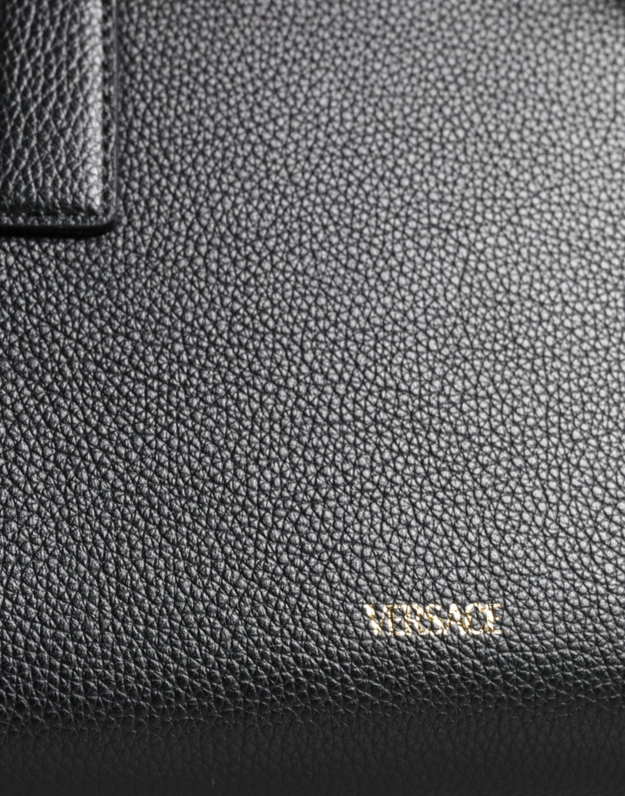 Versace – Kleine Umhängetasche aus schwarzem Leder mit Henkel