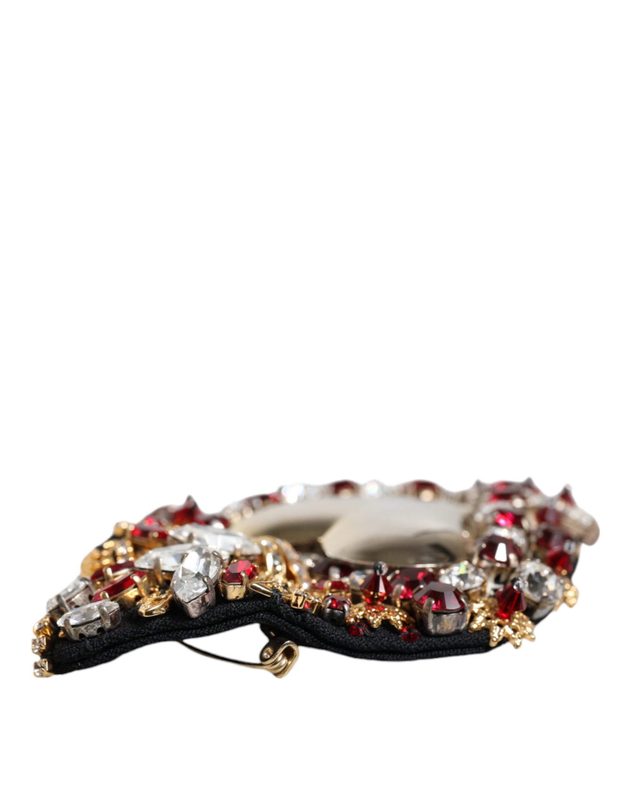 Dolce & Gabbana – Brosche aus goldfarbenem Messing mit Herz-Jesu-Kristallverzierung