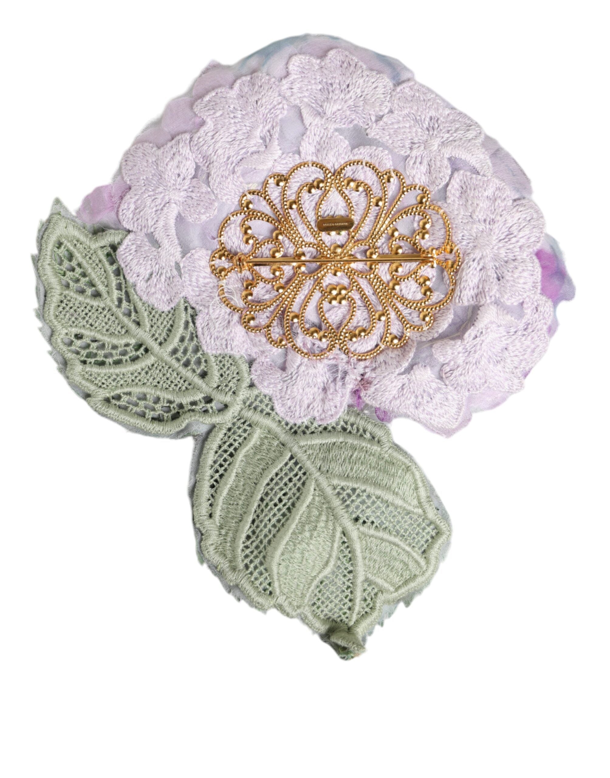 Dolce & Gabbana – Mehrfarbige Hortensien-Brosche aus goldenem Messing