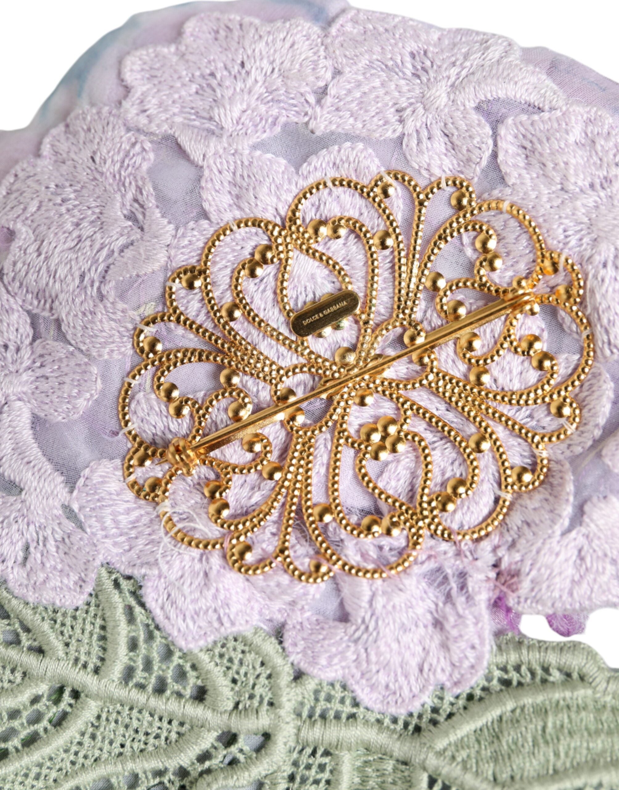 Dolce & Gabbana – Mehrfarbige Hortensien-Brosche aus goldenem Messing
