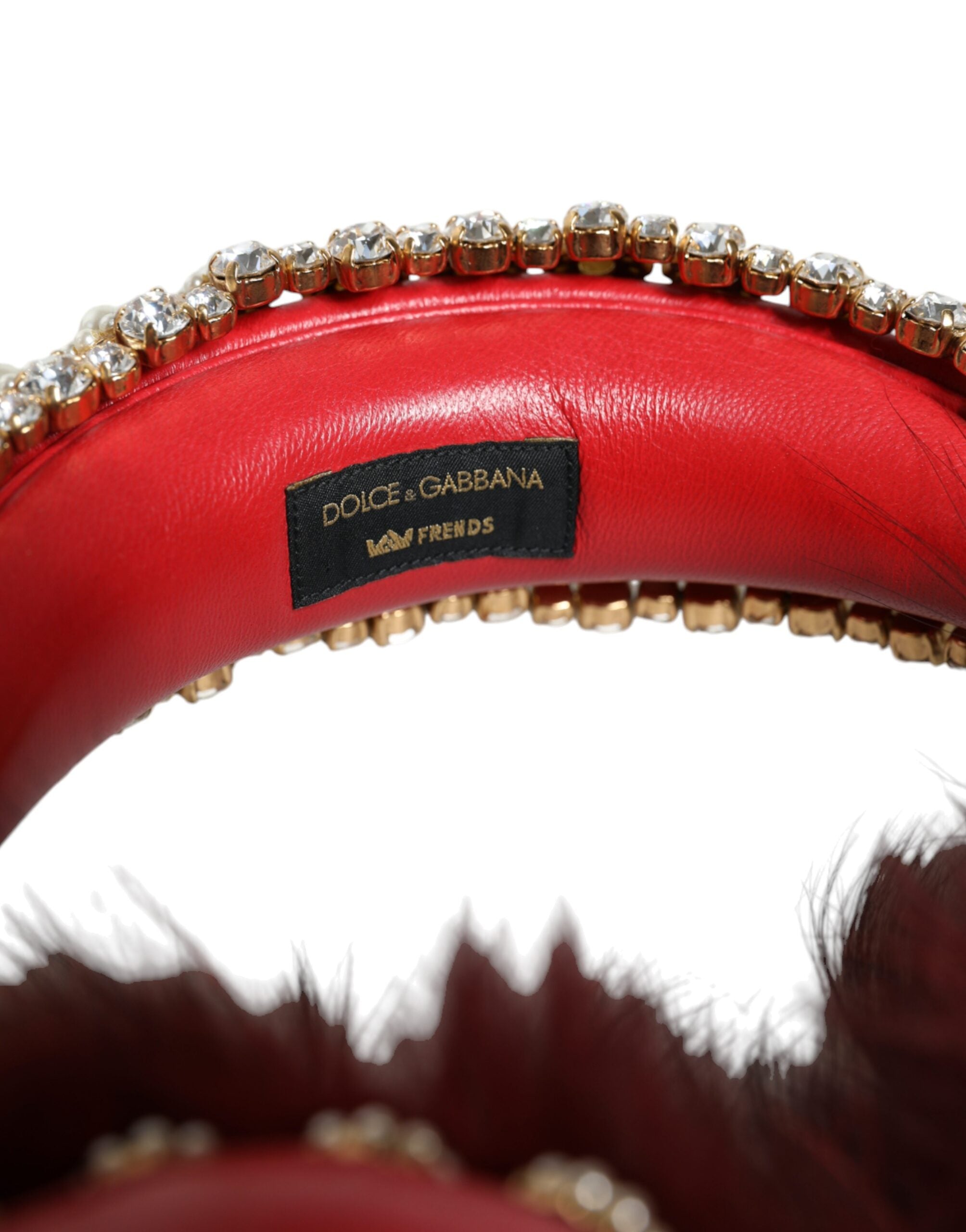 Dolce & Gabbana Rotgold Kristall Pelz Headset Audio AUX Kopfhörer