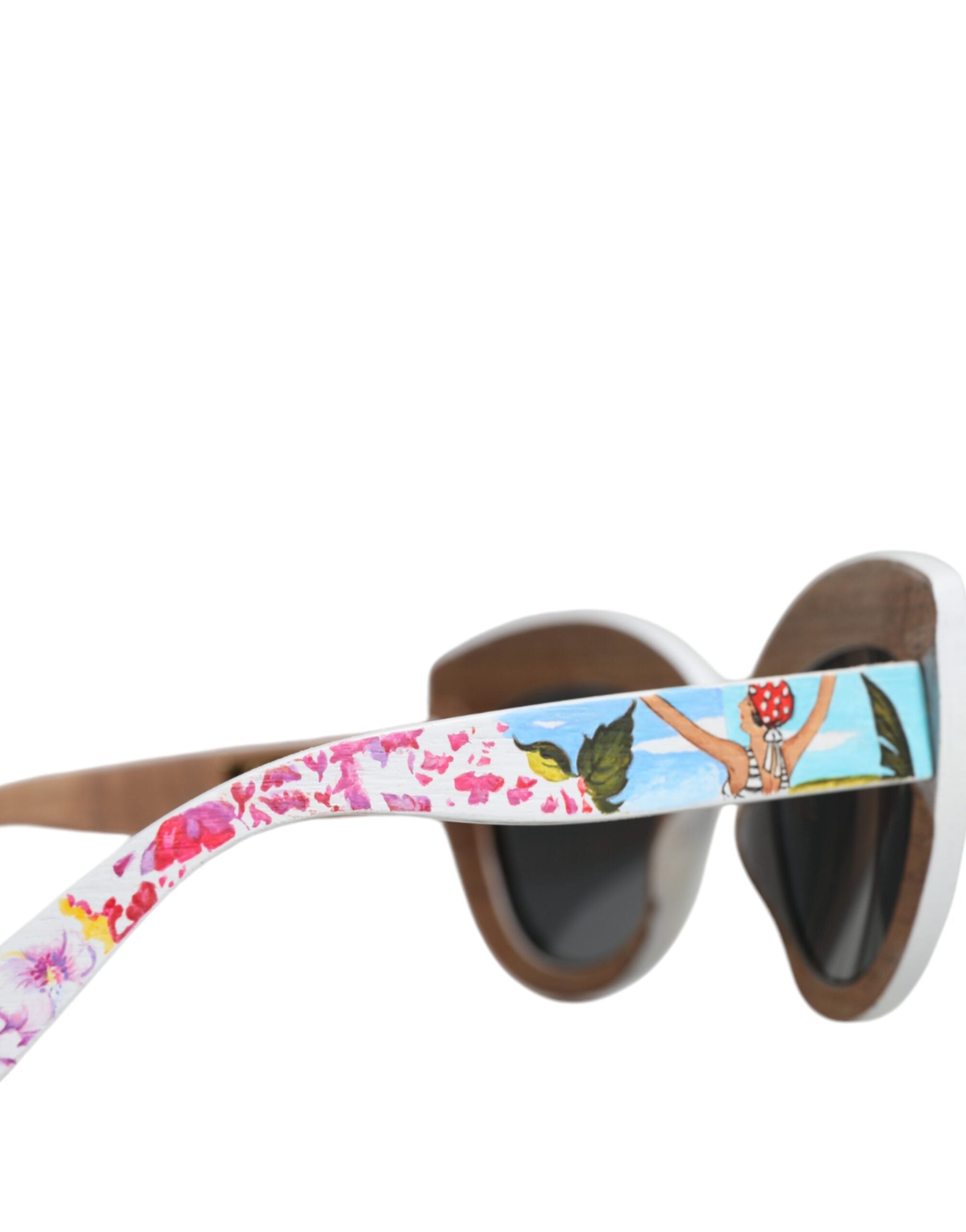 Dolce & Gabbana Sonnenbrille mit mehrfarbigem Holz- und Kristallrahmen sowie handbemaltem Blumenmuster