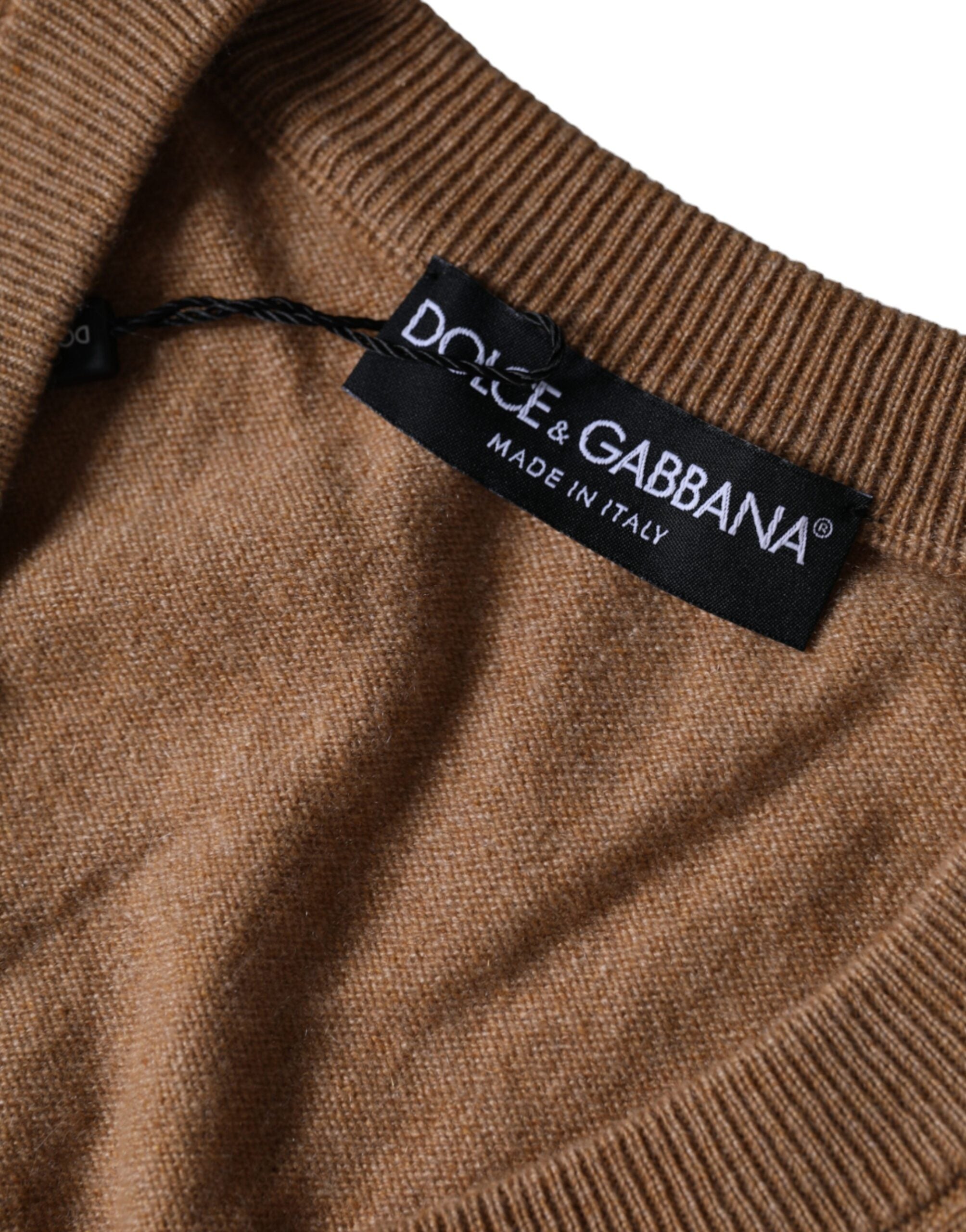 Dolce & Gabbana – Pullover aus Kaschmirstrick mit V-Ausschnitt in Braun