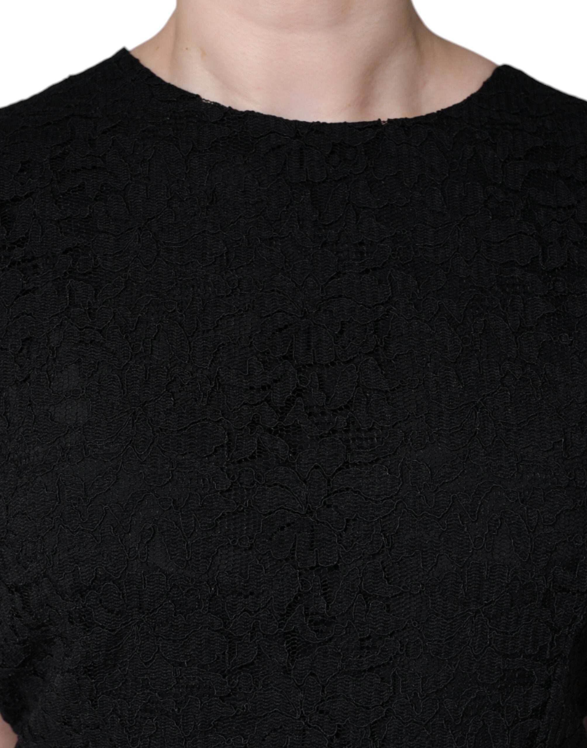 Rochie Dolce & Gabbana neagră din bumbac, lungime genunchi
