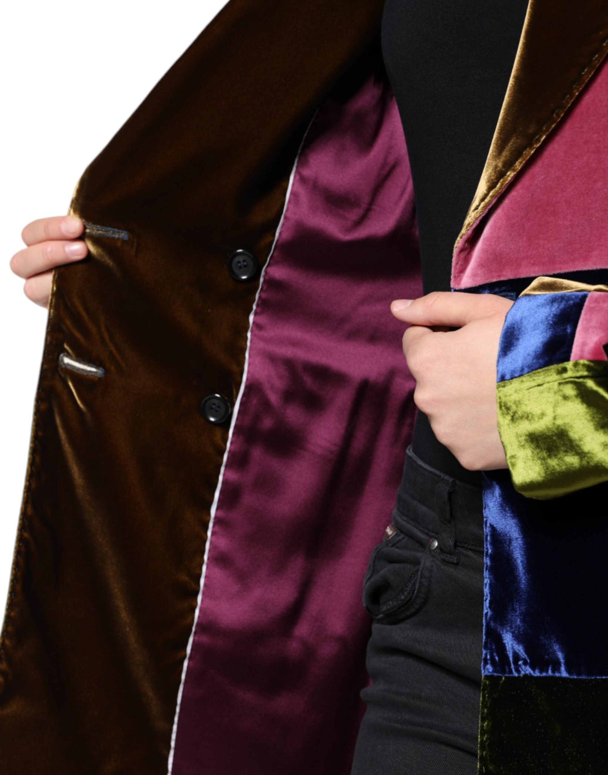 Sacou Dolce & Gabbana multicolor cu două rânduri de nasturi și model patchwork