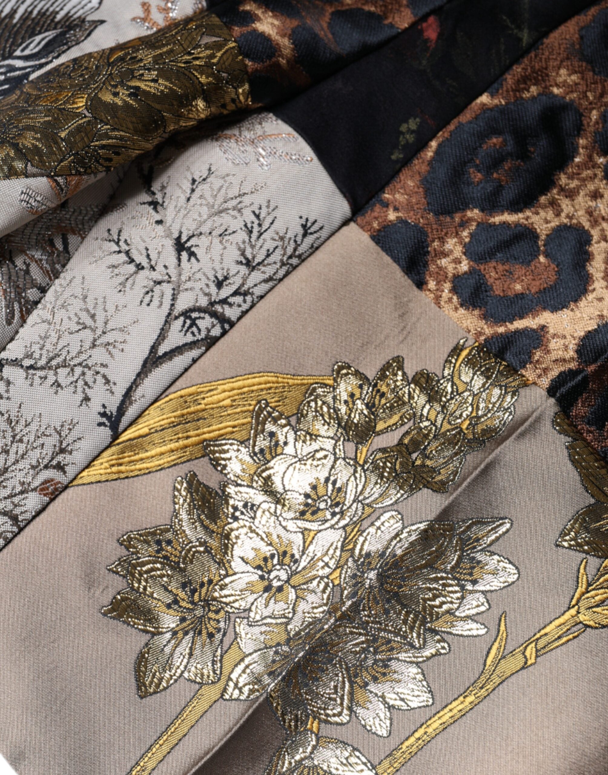 Dolce & Gabbana – Mehrfarbige Patchwork-Jacquard-Hose mit hoher Taille