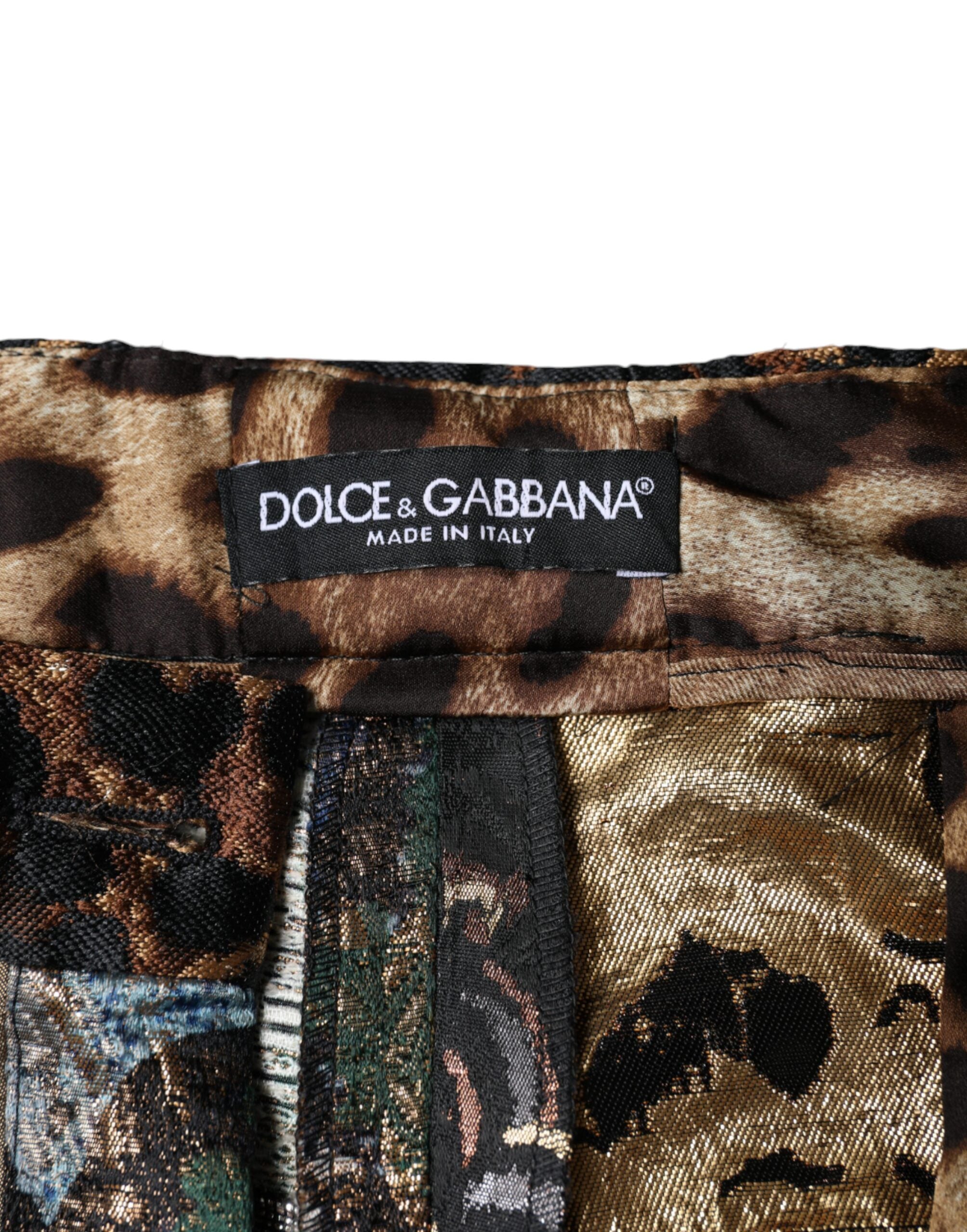 Dolce & Gabbana – Mehrfarbige Patchwork-Jacquard-Hose mit hoher Taille
