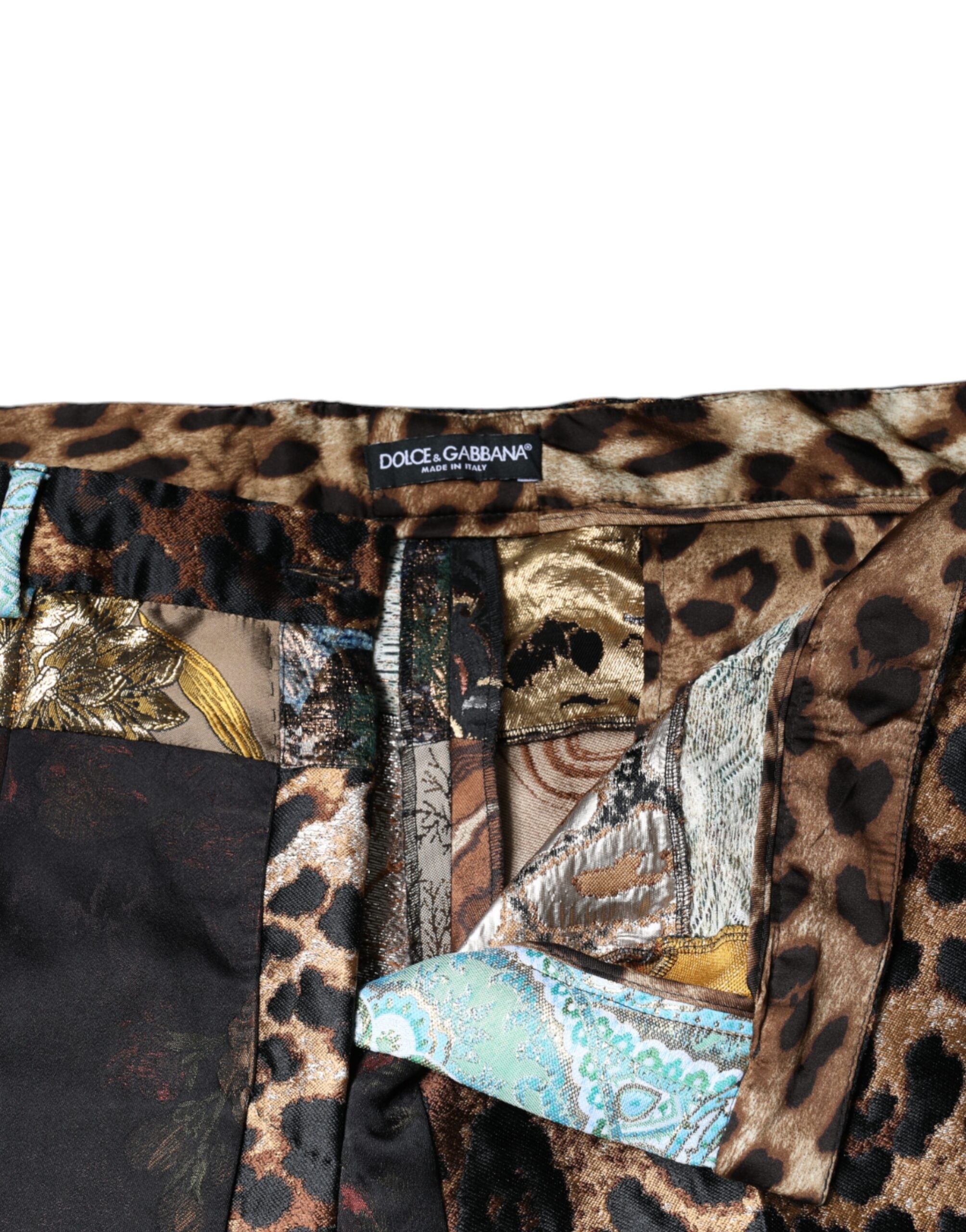 Dolce & Gabbana – Mehrfarbige Patchwork-Jacquard-Hose mit hoher Taille