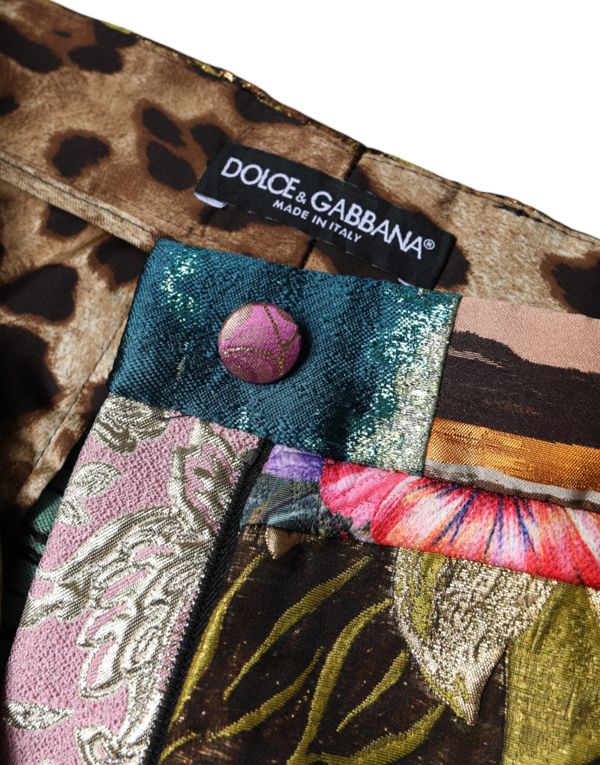 Dolce & Gabbana – Mehrfarbige Patchwork-Jacquard-Hose mit hoher Taille