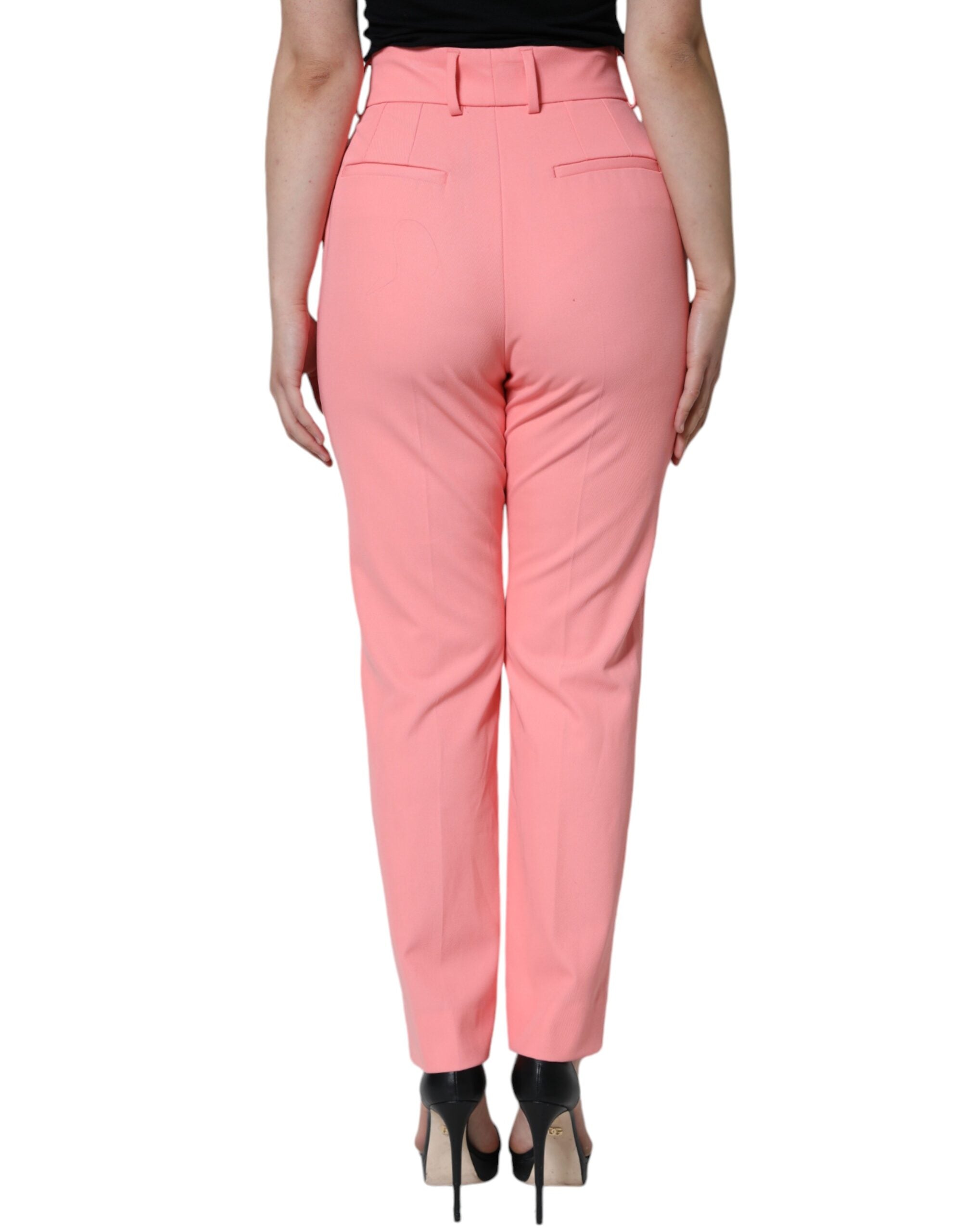 Dolce & Gabbana – Hoch taillierte Karottenhose aus Polyester in Rosa