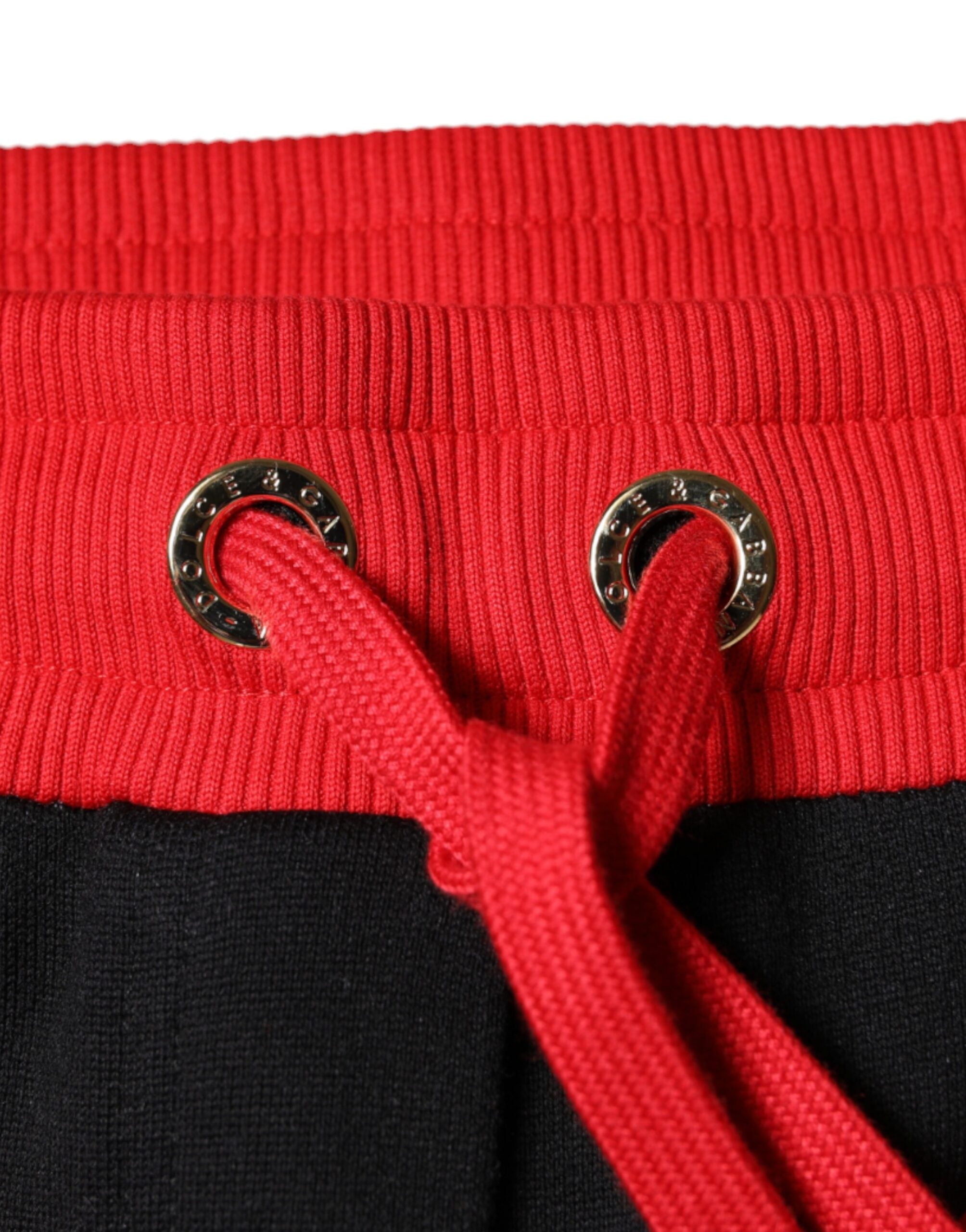 Dolce & Gabbana – Jogginghose mit mittelhohem Bund in Schwarz und Rot mit Kirschen