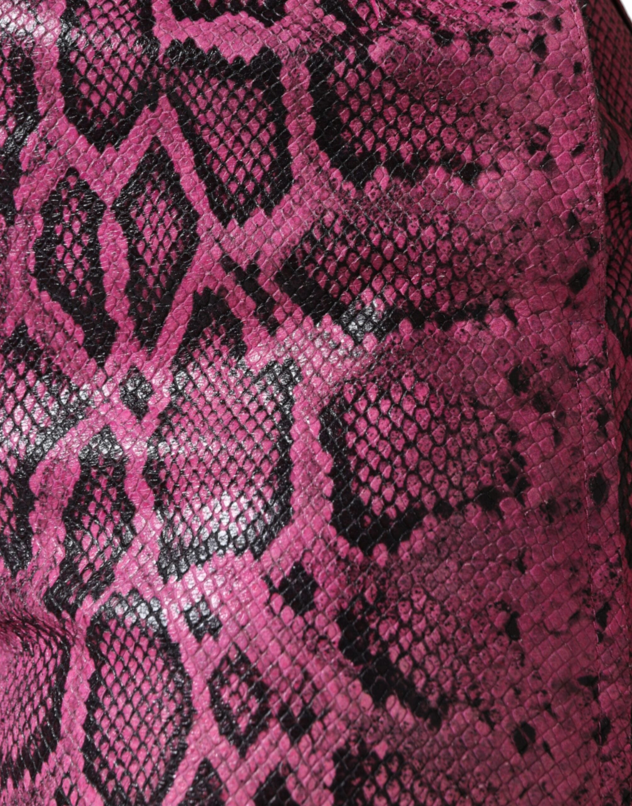 Pantaloni scurți Dolce & Gabbana roz din piele cu talie înaltă