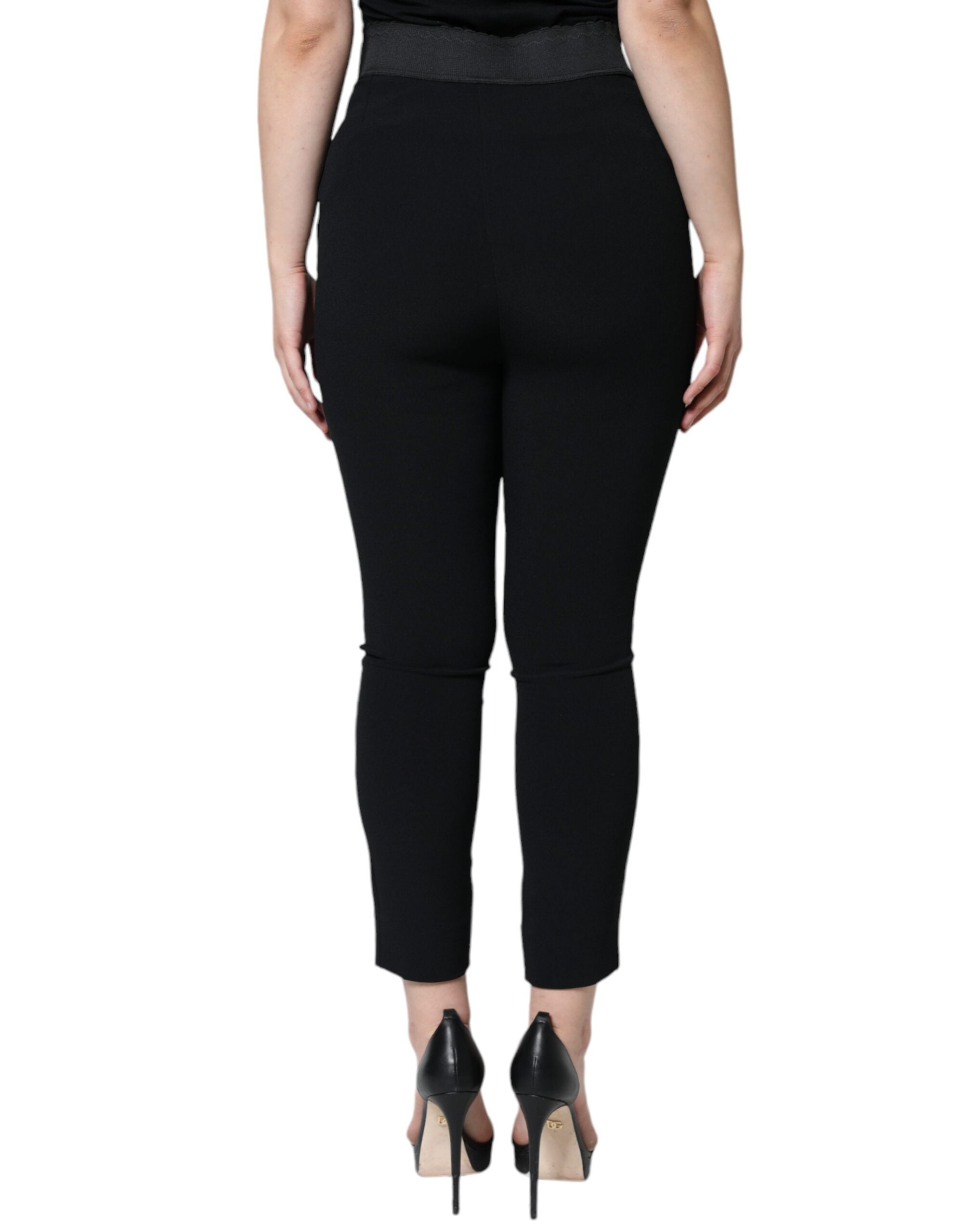 Dolce & Gabbana – Schwarze, hoch taillierte, konische Hose aus Viskose