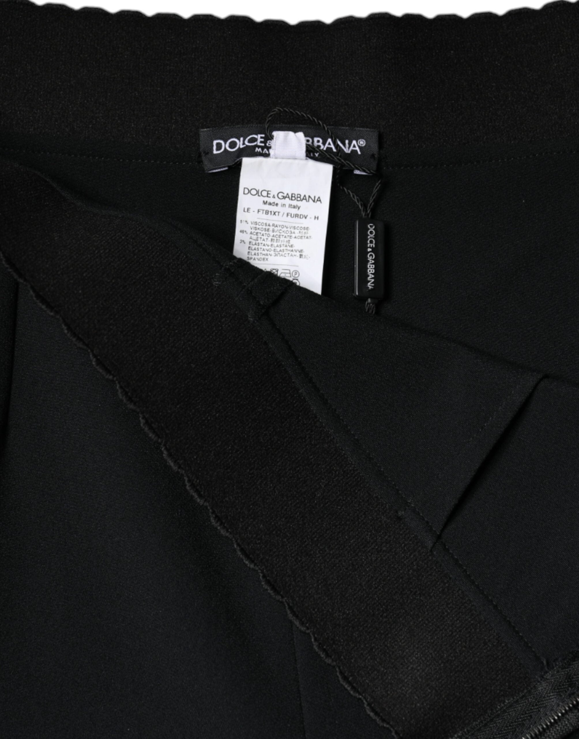 Dolce & Gabbana – Schwarze, hoch taillierte, konische Hose aus Viskose
