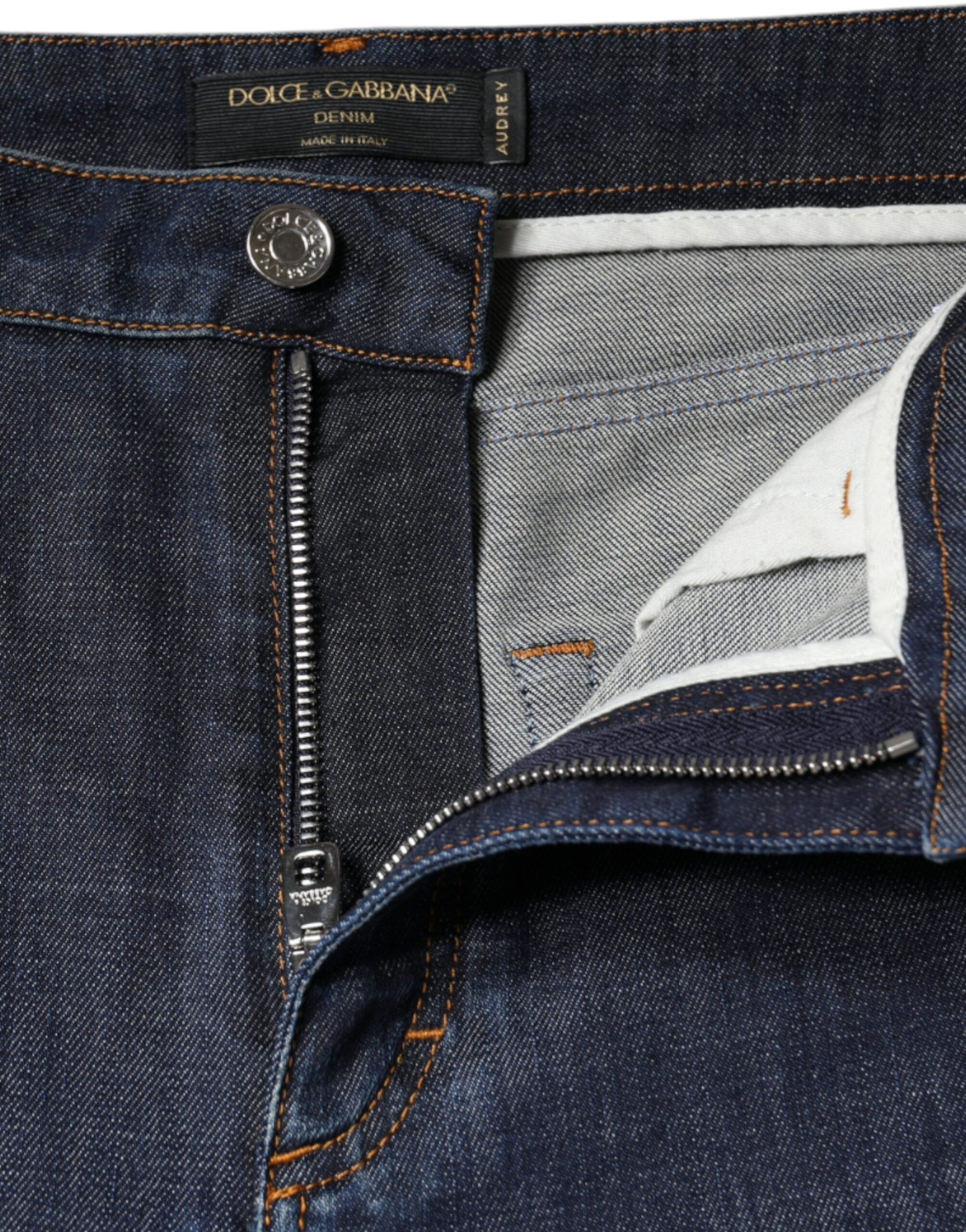 Blugi skinny din denim din bumbac Dolce & Gabbana, albastru închis