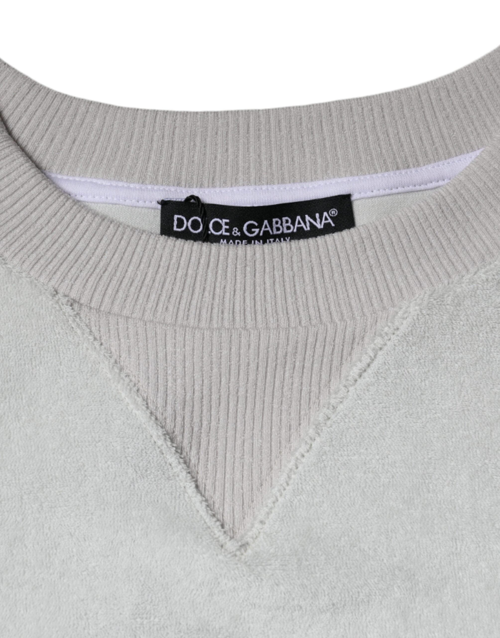 Pulover Dolce & Gabbana cu guler rotund din nailon elastic alb