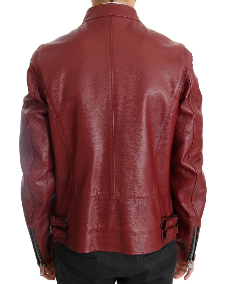 Dolce & Gabbana – Strahlend rote Biker-Motorradjacke aus Leder