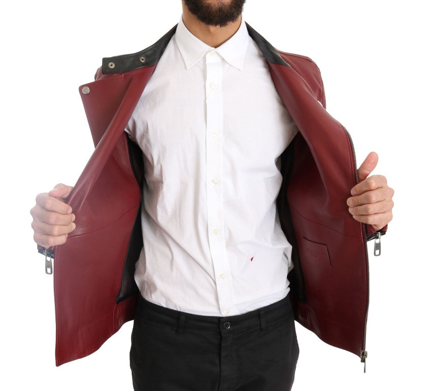 Dolce & Gabbana – Strahlend rote Biker-Motorradjacke aus Leder
