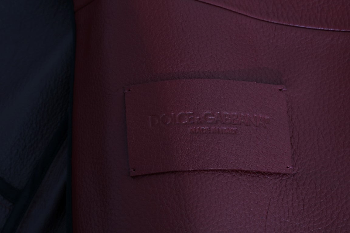 Dolce & Gabbana – Strahlend rote Biker-Motorradjacke aus Leder