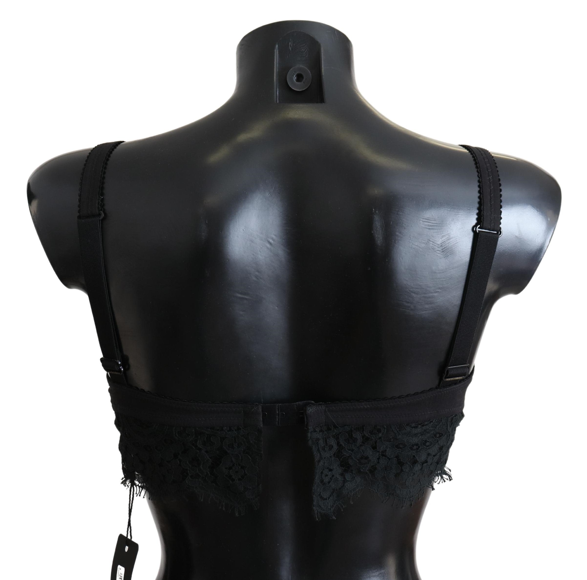 Lenjerie intimă Dolce & Gabbana cu sutien elastic din dantelă florală neagră
