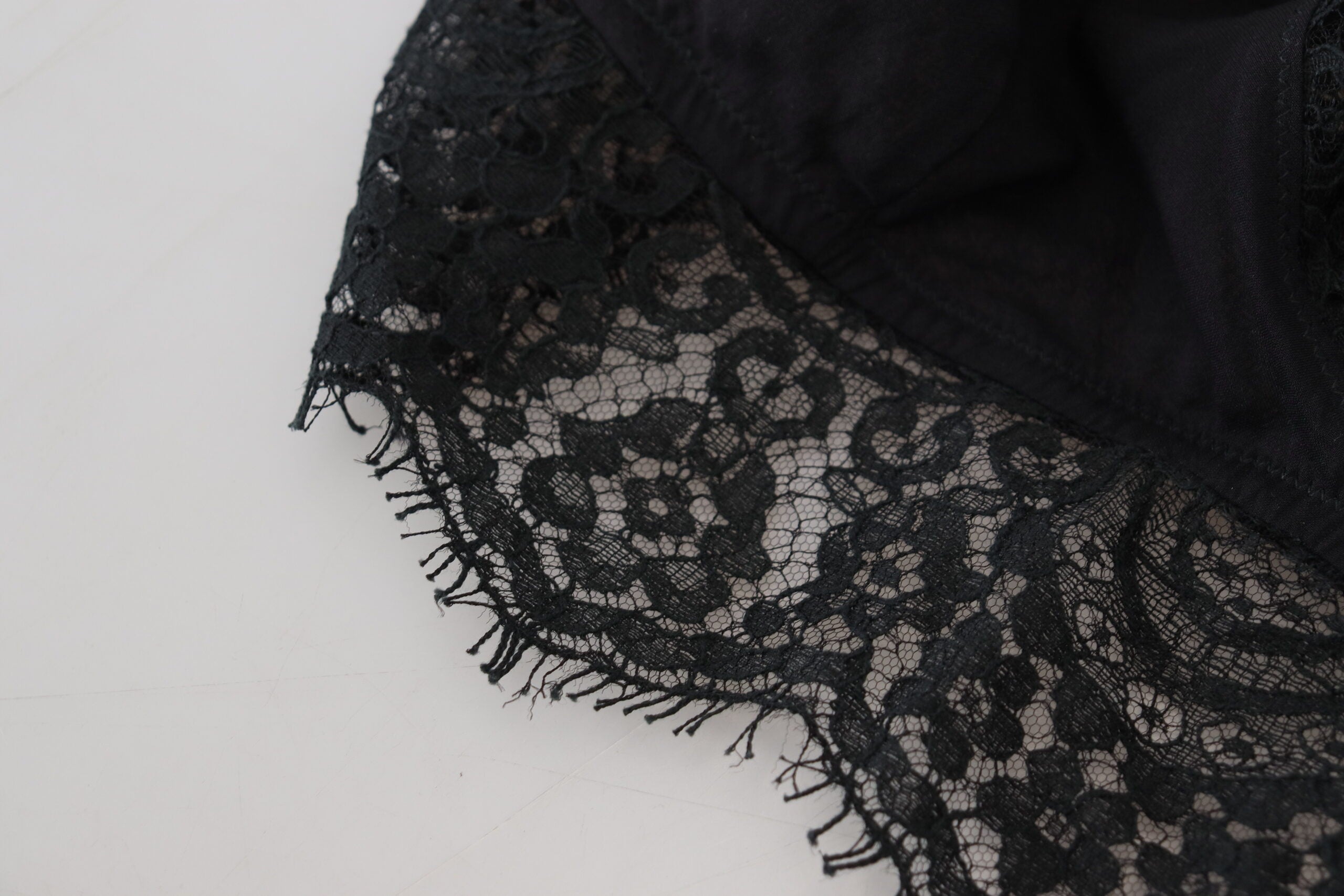 Lenjerie intimă Dolce & Gabbana cu sutien elastic din dantelă florală neagră