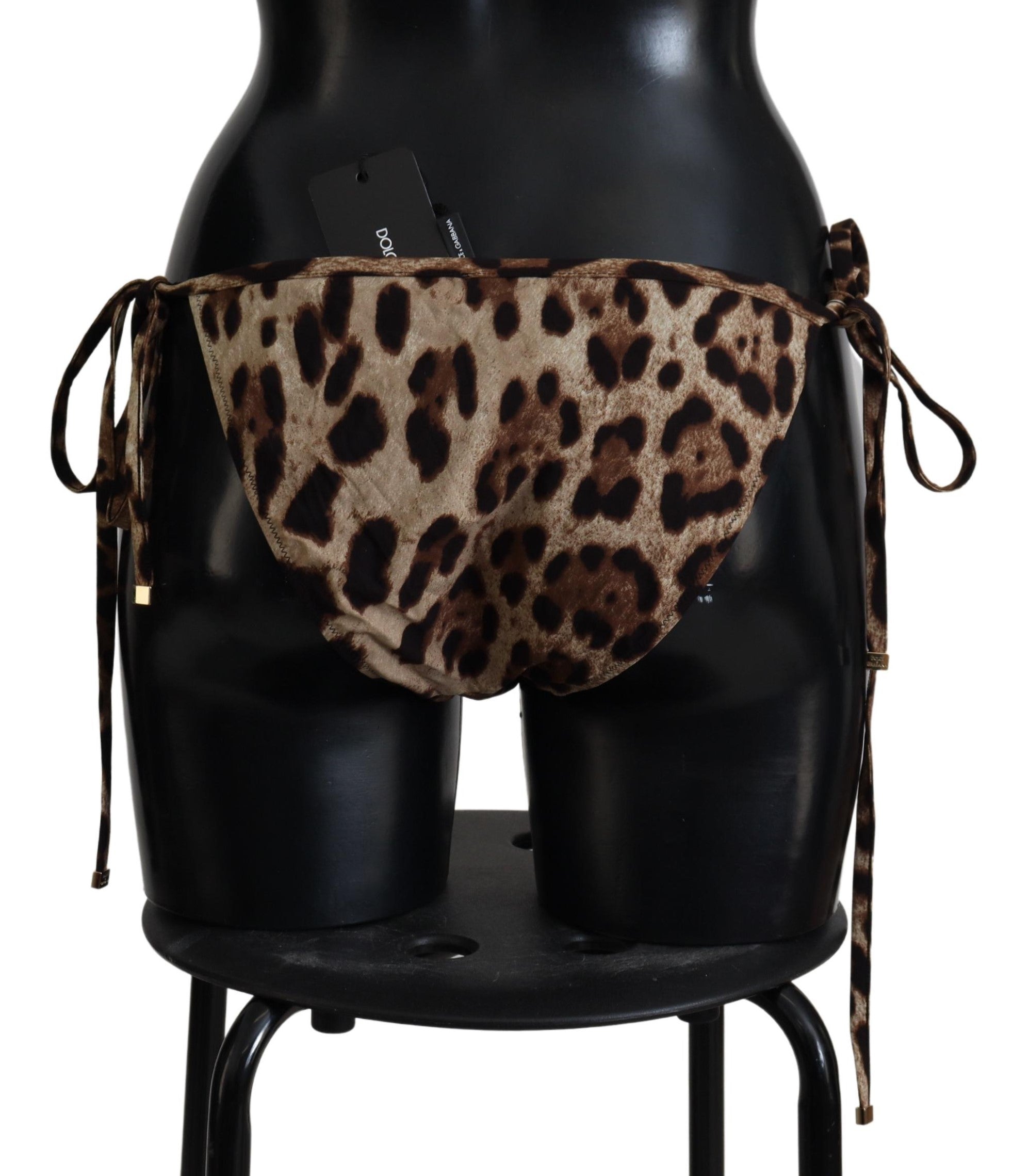 Dolce & Gabbana – Brauner Badeanzug mit Leopardenmuster, Bademode, Bikinihose
