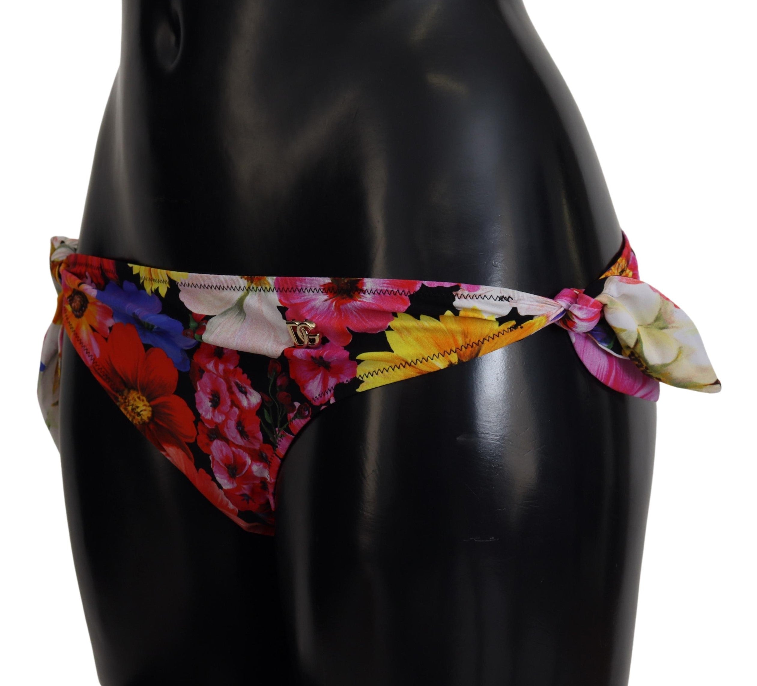 Dolce & Gabbana – Schwarzer Badeanzug mit Blumenmuster und Bikinihose