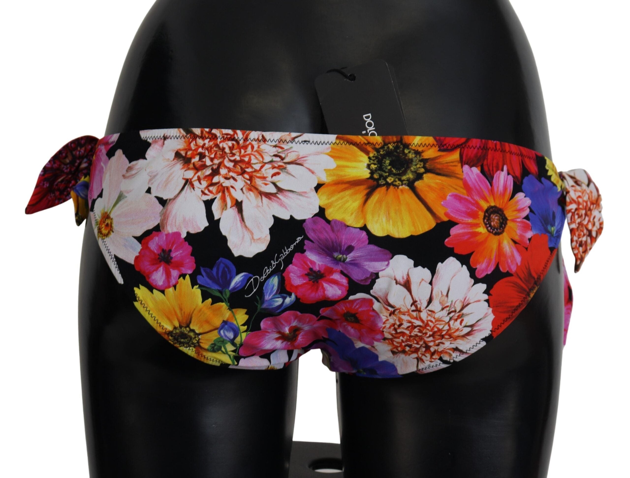 Dolce & Gabbana – Schwarzer Badeanzug mit Blumenmuster und Bikinihose