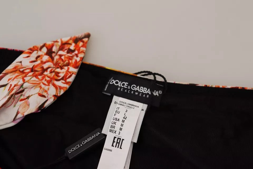 Dolce & Gabbana – Schwarzer Badeanzug mit Blumenmuster und Bikinihose