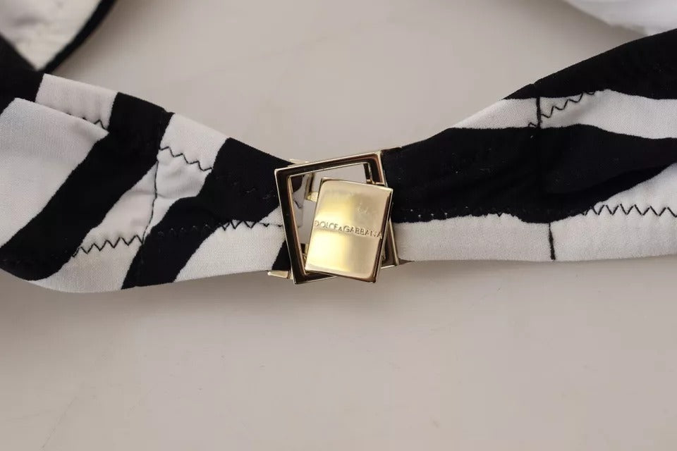 Dolce & Gabbana – Bandeau-Bikinioberteil mit Zebramuster in Schwarz und Weiß
