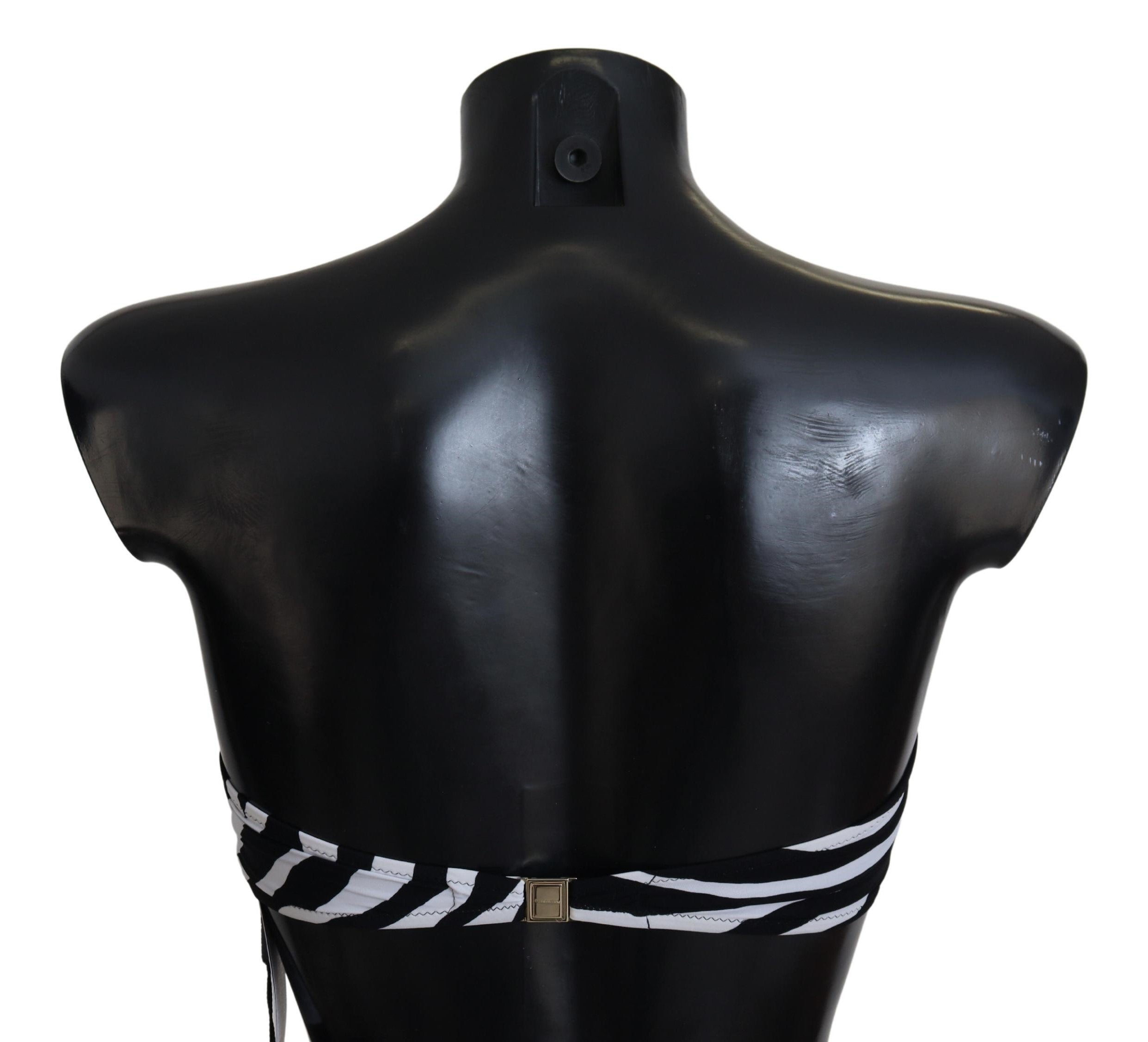 Dolce & Gabbana – Bandeau-Bikinioberteil mit Zebramuster in Schwarz und Weiß