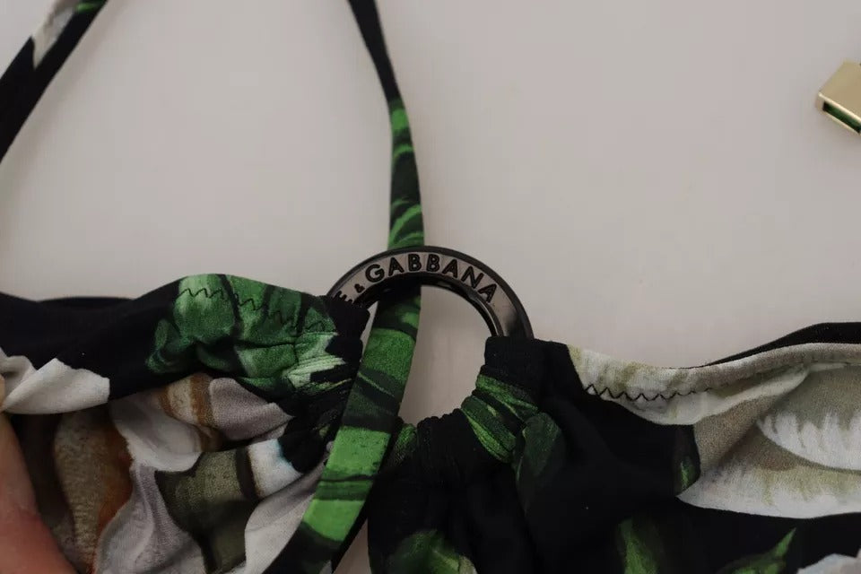Dolce & Gabbana – Schwarzes Neckholder-Bikinioberteil mit Blumenmuster