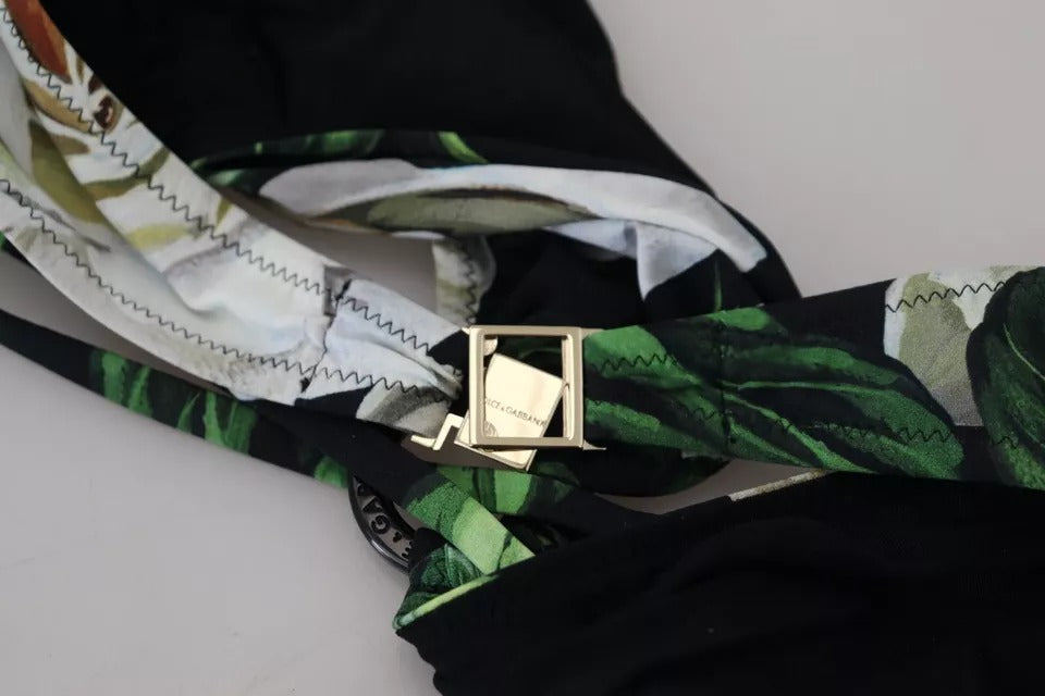 Dolce & Gabbana – Schwarzes Neckholder-Bikinioberteil mit Blumenmuster
