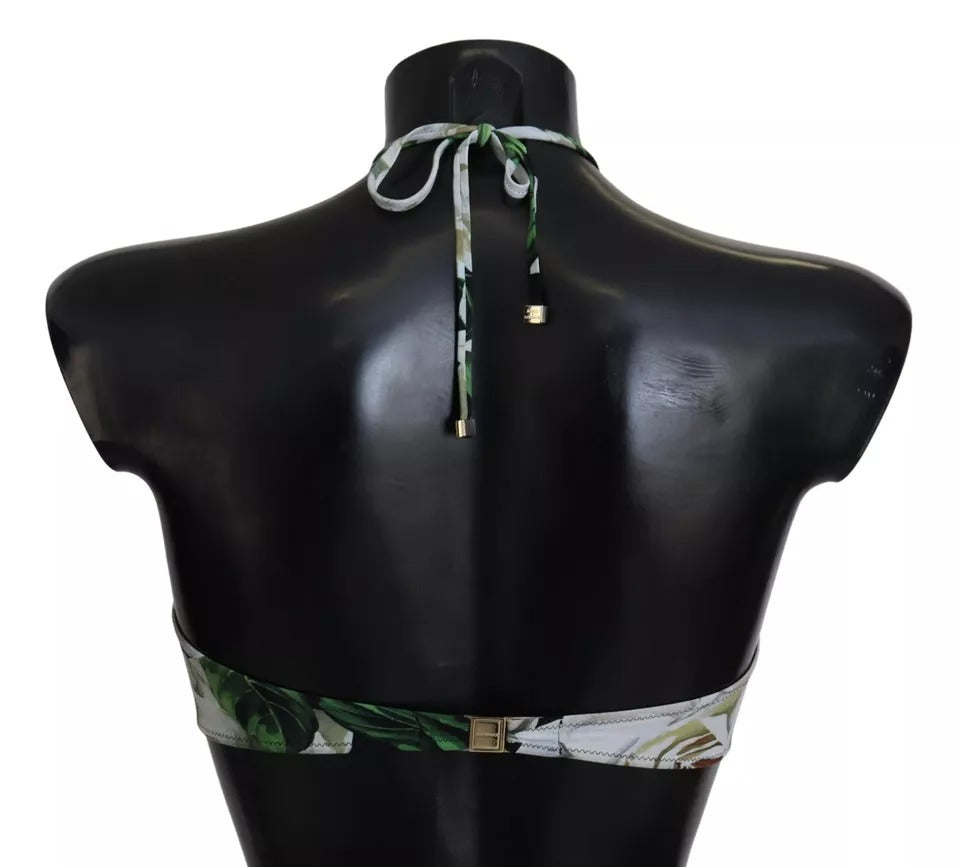 Dolce & Gabbana – Schwarzes Neckholder-Bikinioberteil mit Blumenmuster
