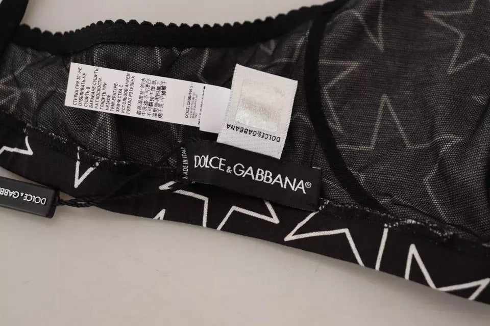 Sutien Dolce & Gabbana Black Millennials Star fără armătură din bumbac