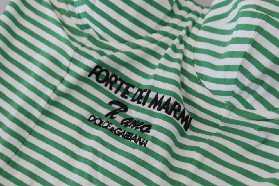 Dolce & Gabbana Weiß Grün Streifen Einteiler Bademode