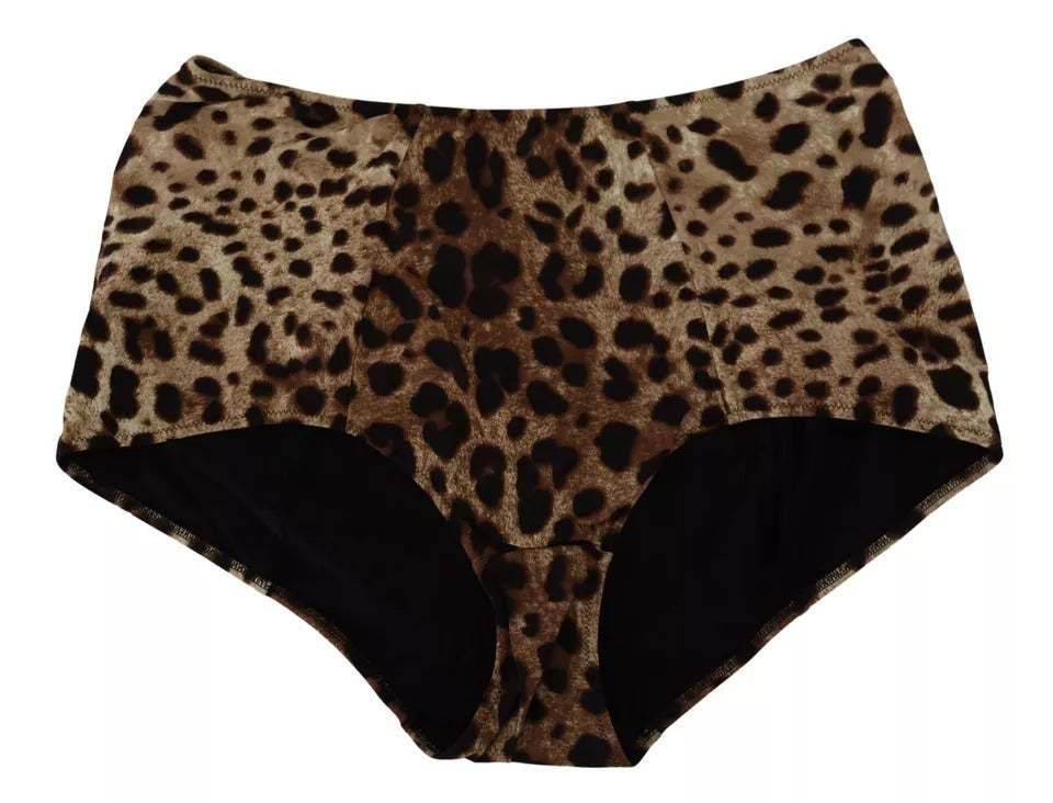 Dolce & Gabbana – Brauner Badeanzug mit Leopardenmuster, Bademode, Bikinihose