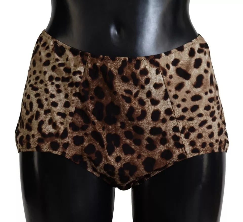 Dolce & Gabbana – Brauner Badeanzug mit Leopardenmuster, Bademode, Bikinihose