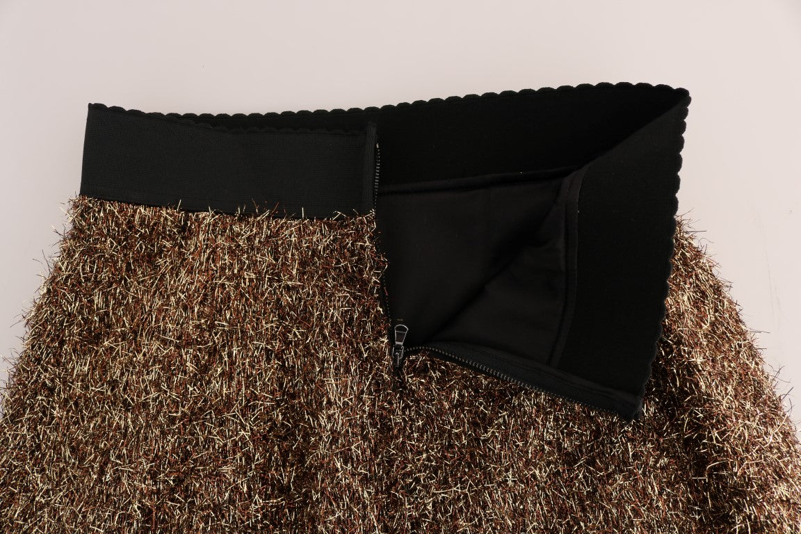 Dolce & Gabbana – Eleganter Bleistiftrock mit hoher Taille und goldenen Fransen