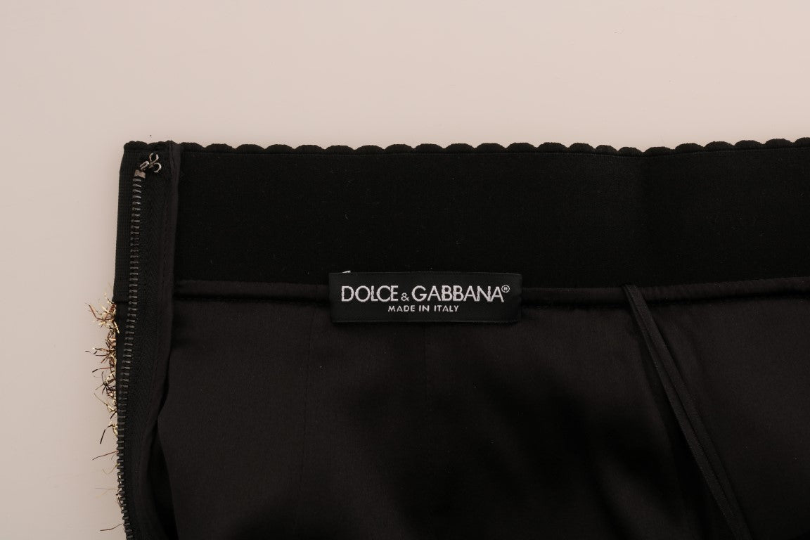 Dolce & Gabbana – Eleganter Bleistiftrock mit hoher Taille und goldenen Fransen