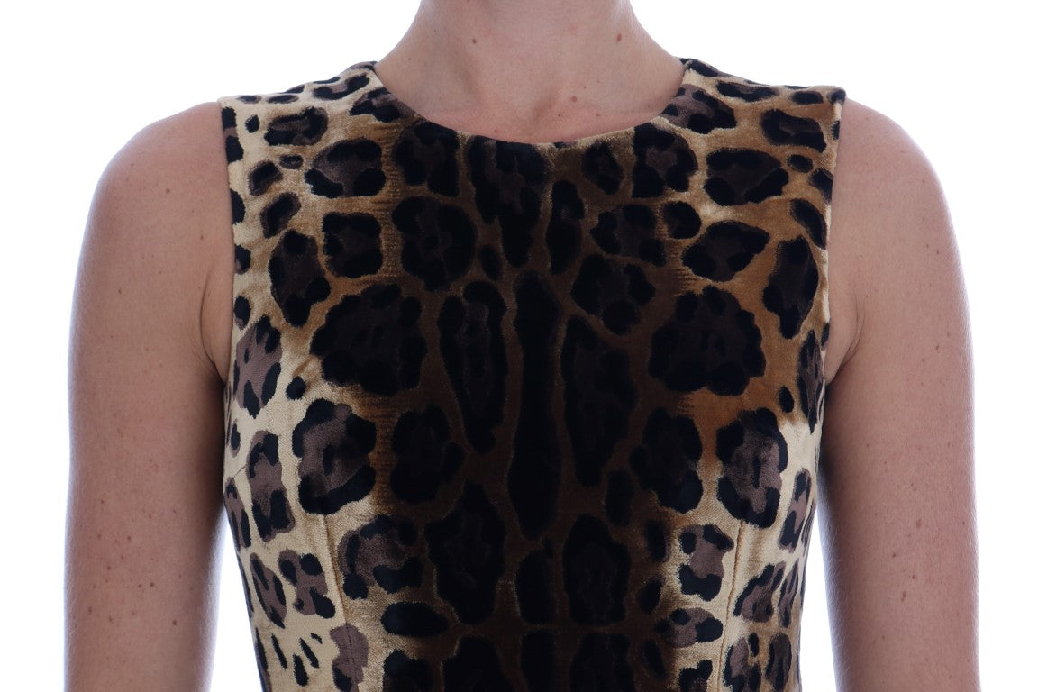 Dolce & Gabbana – Ärmelloses Mini-Etuikleid mit Leopardenmuster