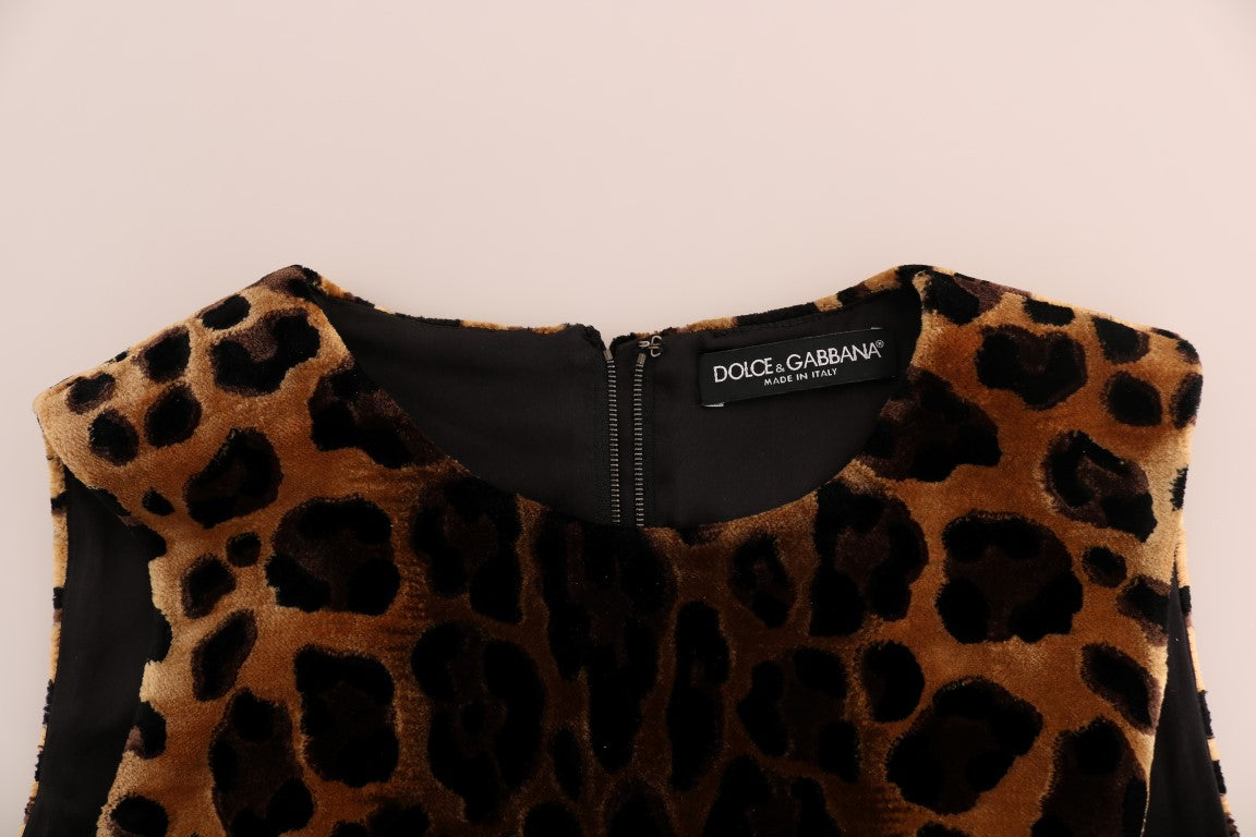 Dolce & Gabbana – Ärmelloses Mini-Etuikleid mit Leopardenmuster