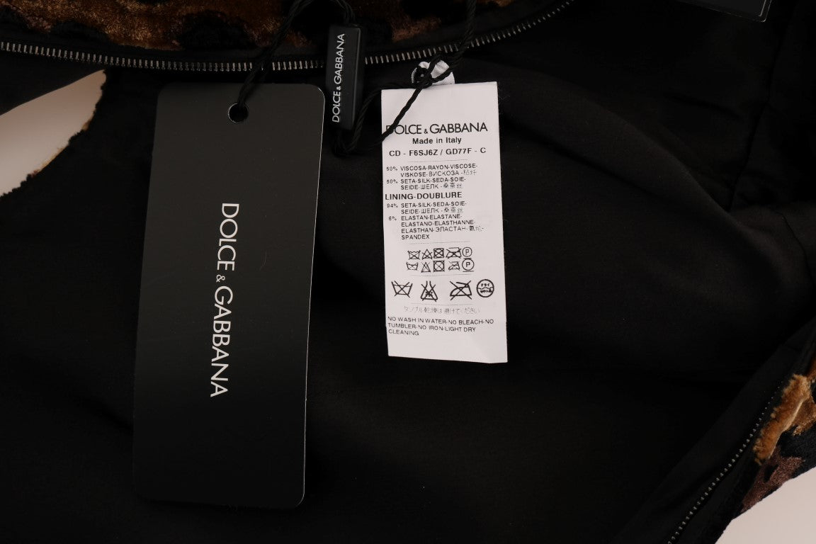 Dolce & Gabbana – Ärmelloses Mini-Etuikleid mit Leopardenmuster
