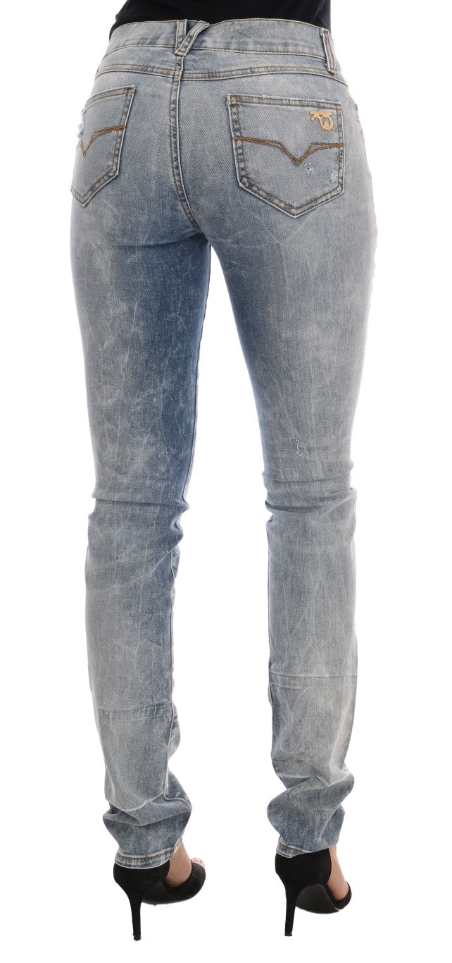 Versace Jeans – Schicke, hellblaue, zerrissene Slim-Fit-Jeans