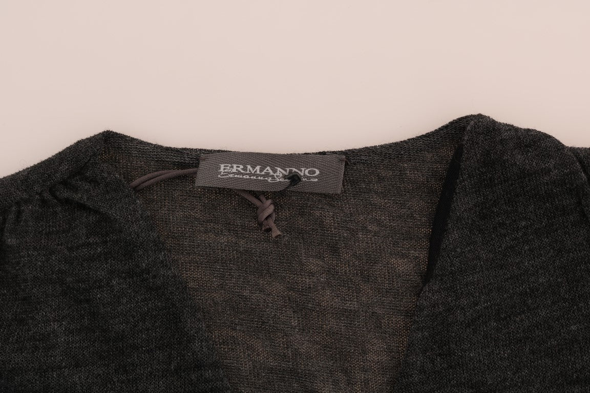 Ermanno Scervino Schicke graue Bluse mit Spitzenärmeln