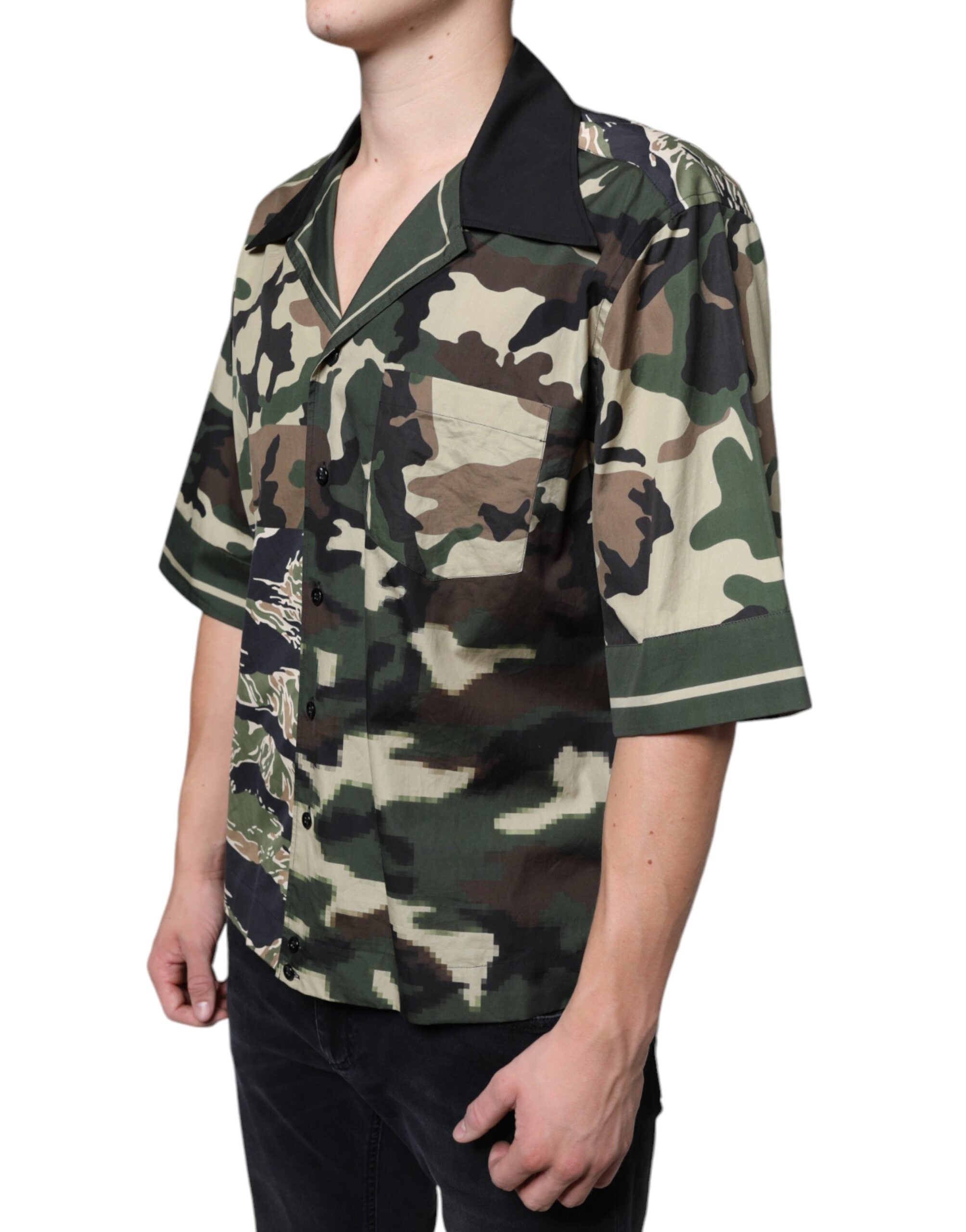 Dolce & Gabbana Cămașă casual pentru bărbați cu imprimeu camuflaj multicolor