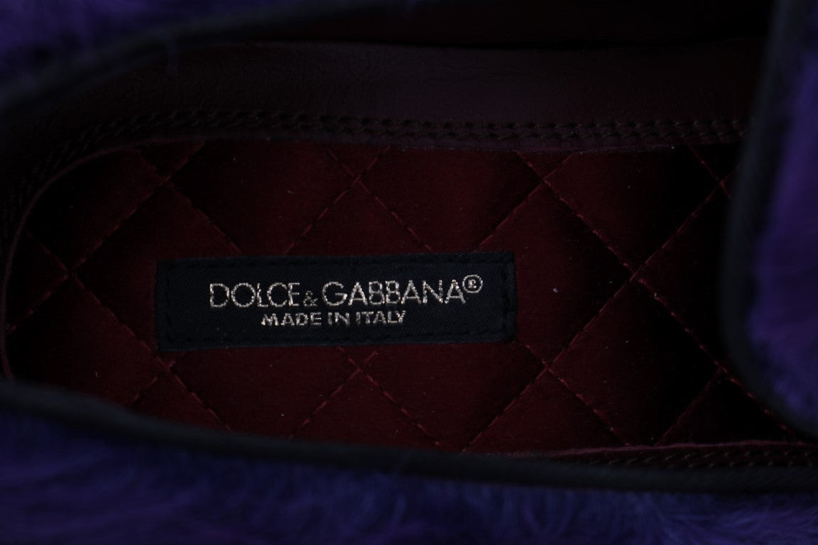 Dolce & Gabbana – Plüsch-Loafer aus lila Schafspelz