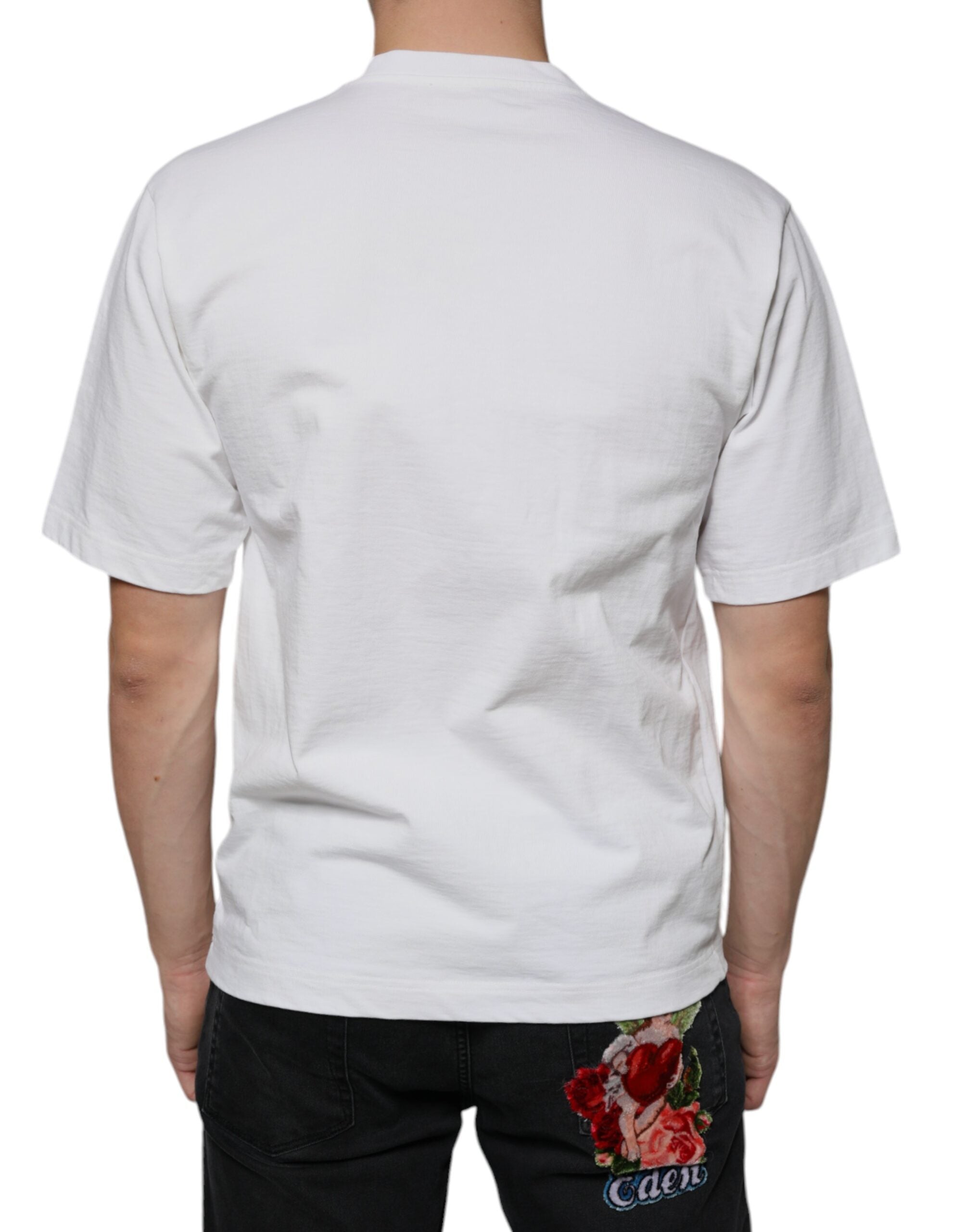Dolce & Gabbana – Lässiges T-Shirt aus weißer Baumwolle mit DG-Logo-Print