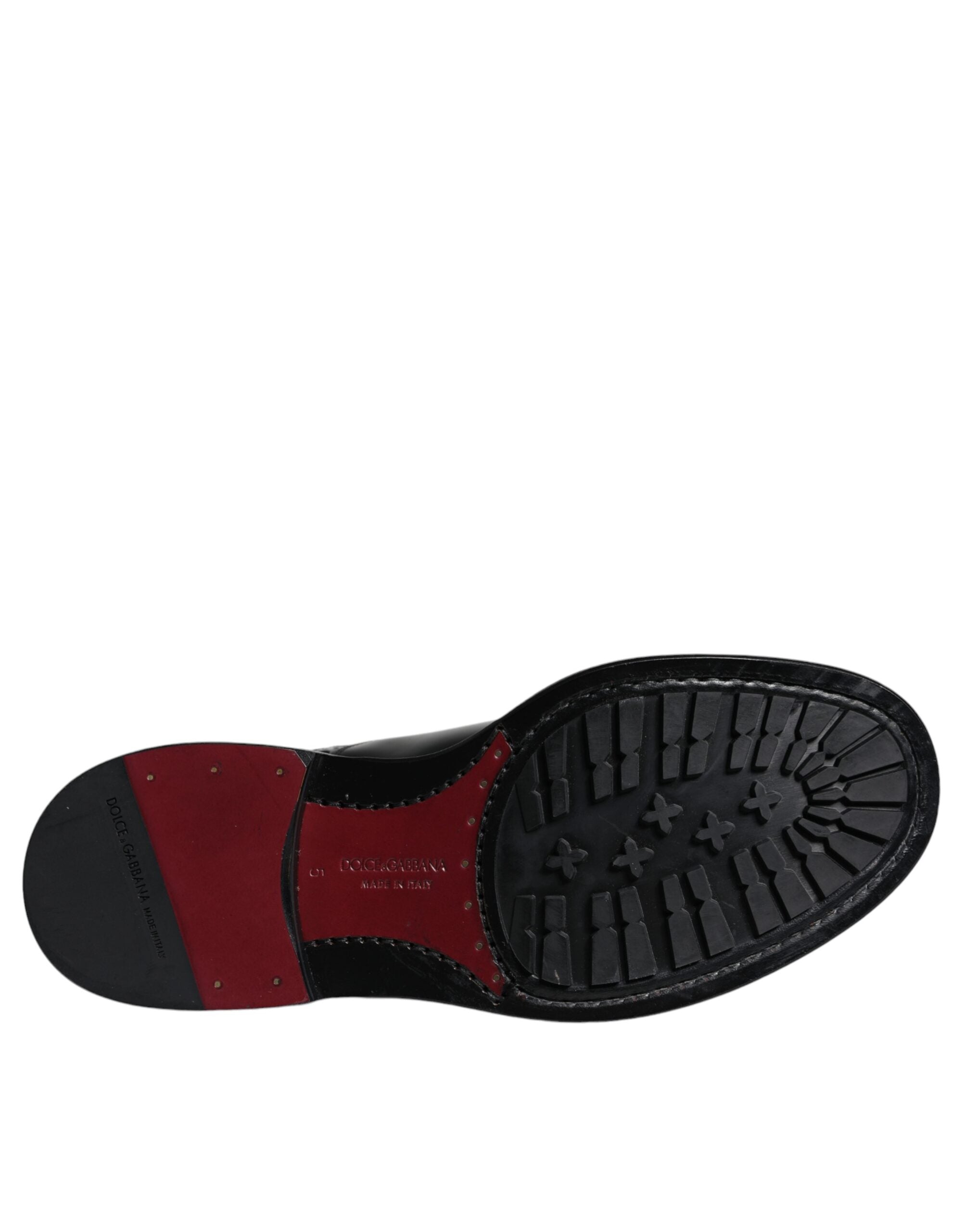 Dolce & Gabbana – Schwarze, wadenhohe Schnürstiefel aus Leder