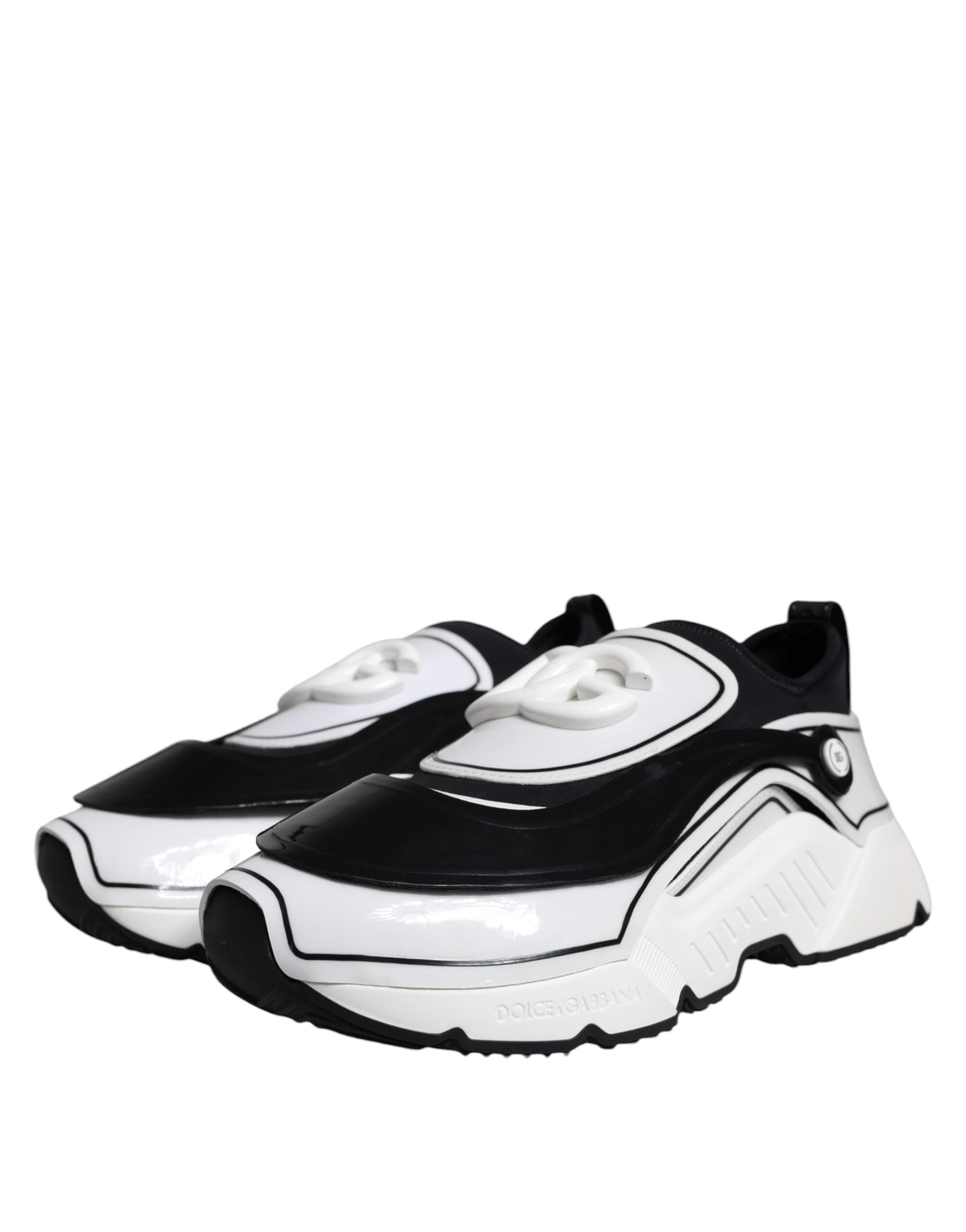Dolce & Gabbana – Daymaster – Sneaker mit Logo-Schild in Weiß und Schwarz